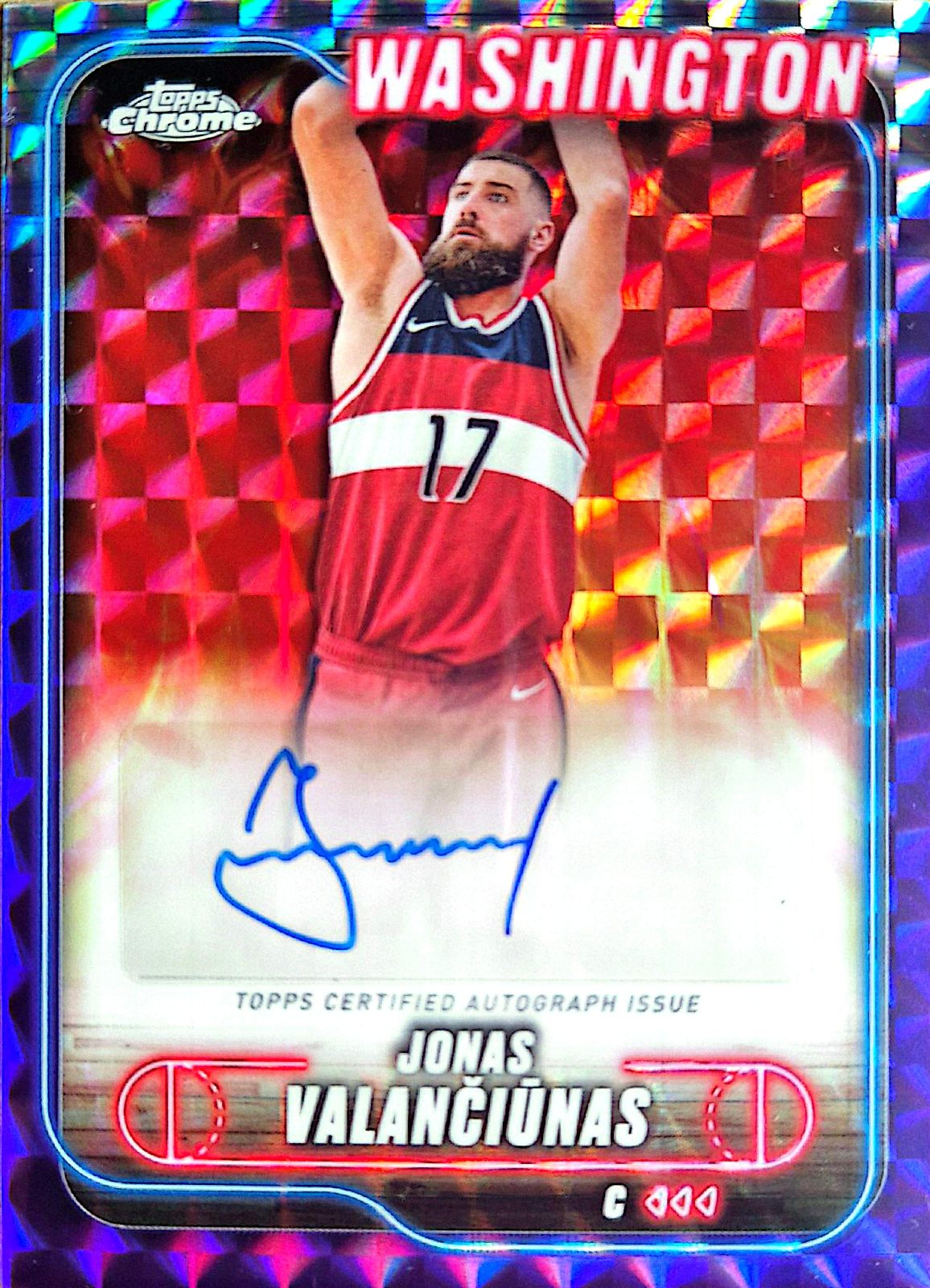 Jonas Valanciunas Topps Chrome Autograph Card 2024-25 Autógrafo
