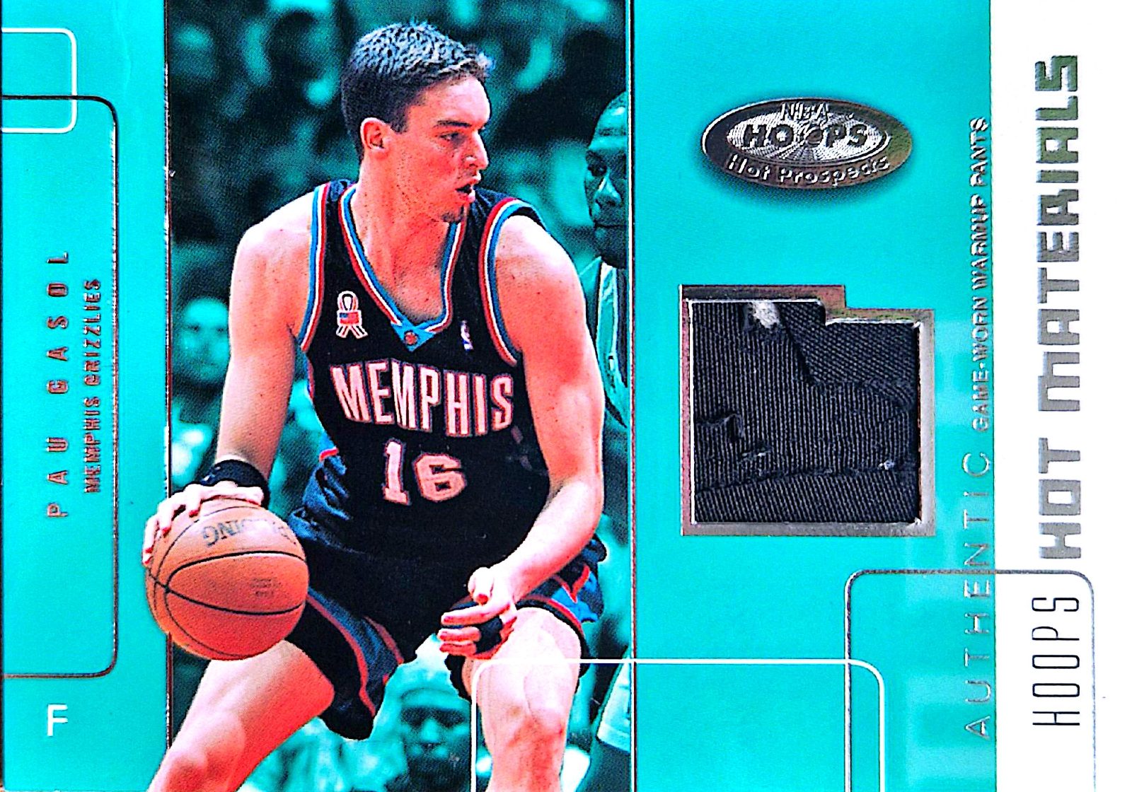 Pau Gasol Fleer Hoops Hot Prospects NBA Hot Materials 2002-03 Parche Game-Used