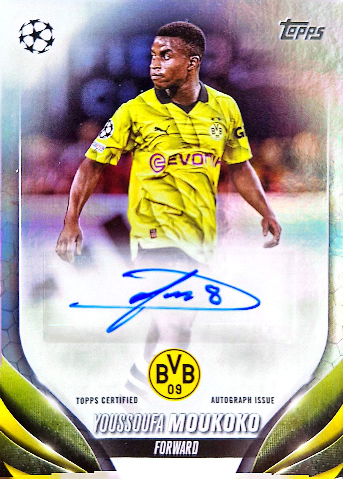 Youssoufa Moukoko Topps UEFA Club Competitions Autograph Card 2023-24 Autógrafo