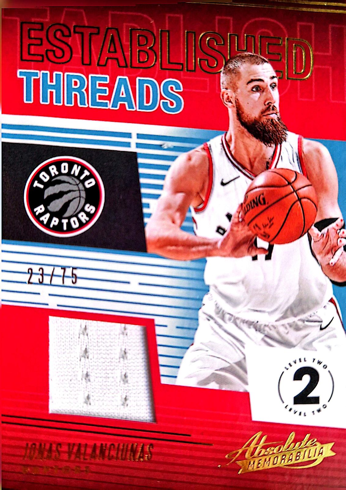 Jonas Valanciunas Panini Absolute Memorabilia Established Threads 2018-19 Parche Game-Used /75