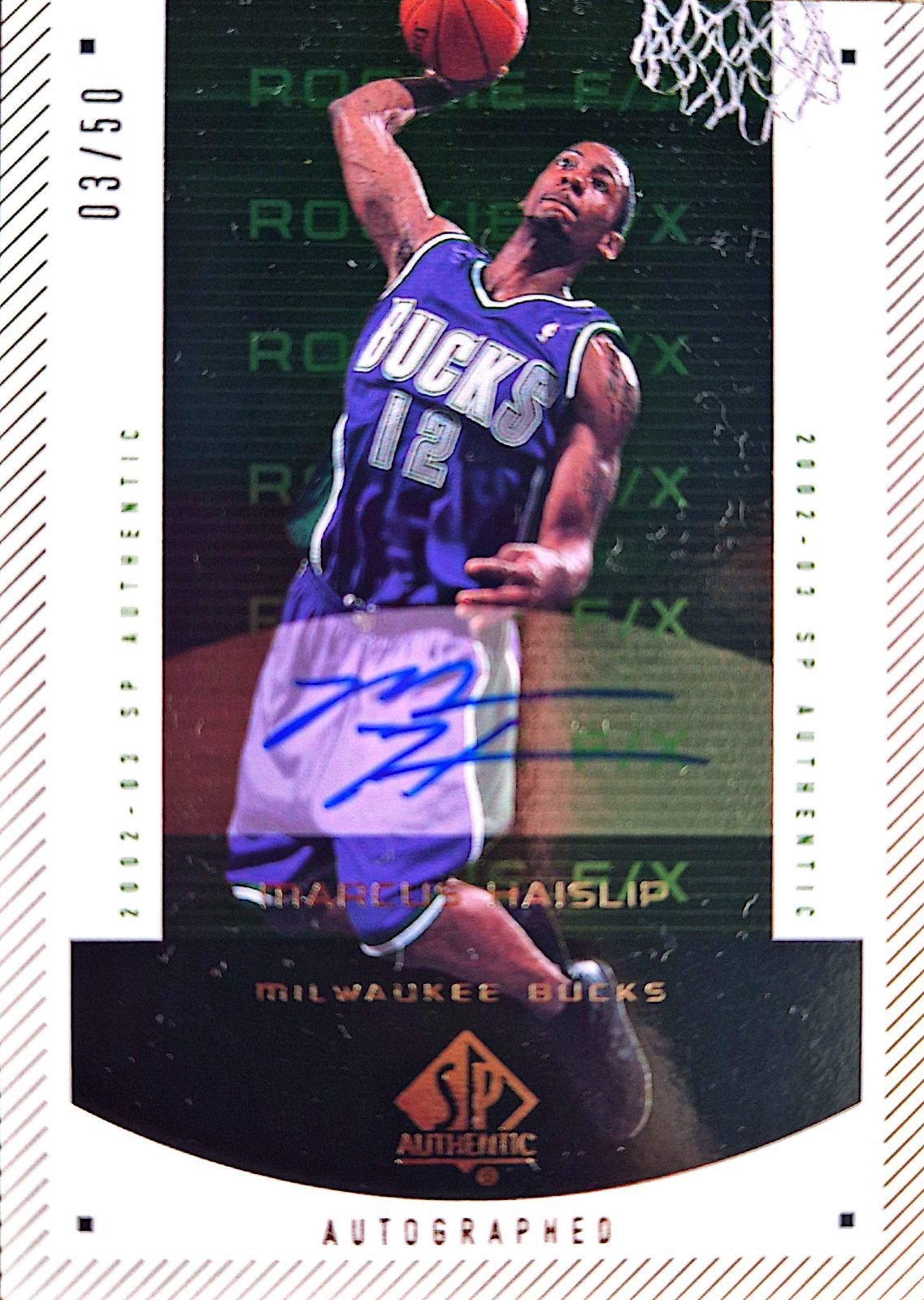 Marcus Haislip Upper Deck SP Authentic Rookie F/X 2002-03 Autógrafo /50