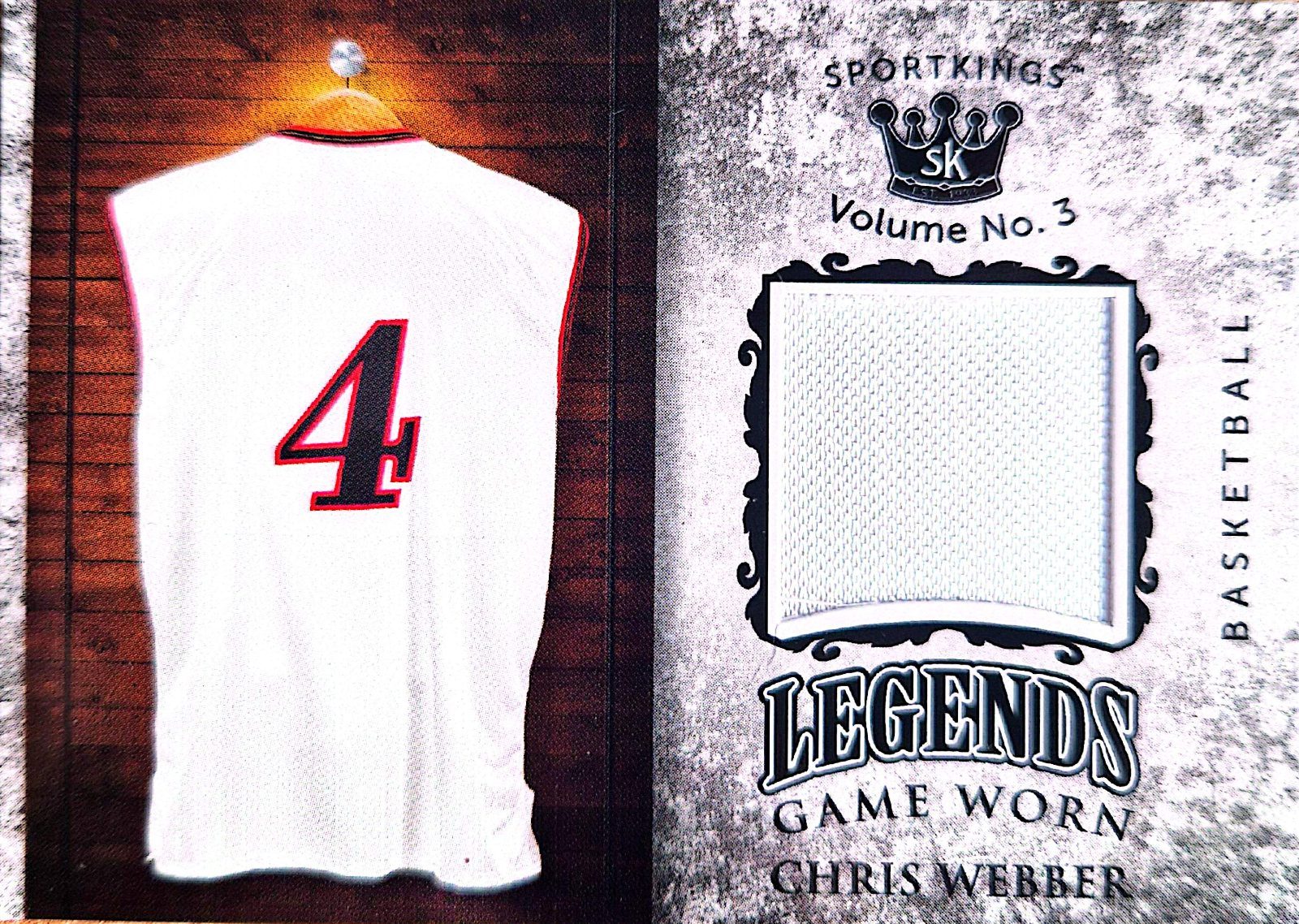 Chris Webber Sportkings Volume 3 Legends Memorabilia Parche Game-Used