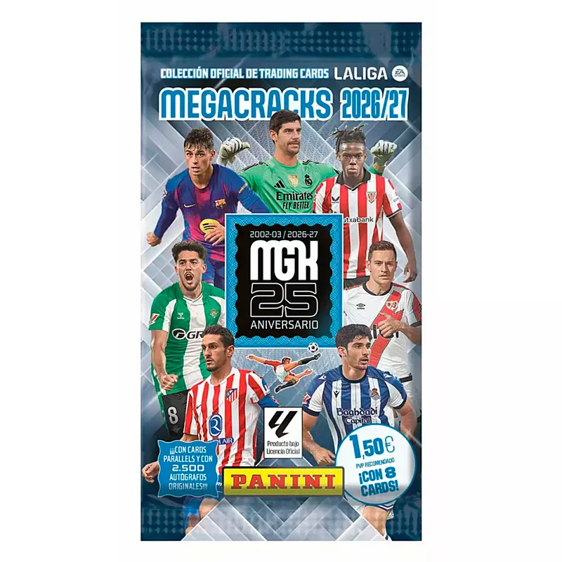 2026-27 Panini Megacracks LaLiga Sobre de 8 Cartas (25 Aniversario)