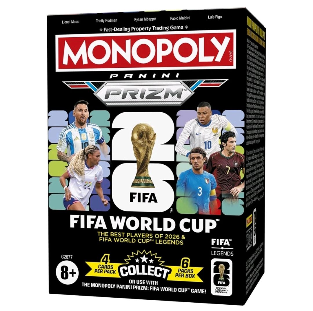 Caja de Sobres Monopoly Panini Prizm: FIFA World Cup 2026 Booster Box