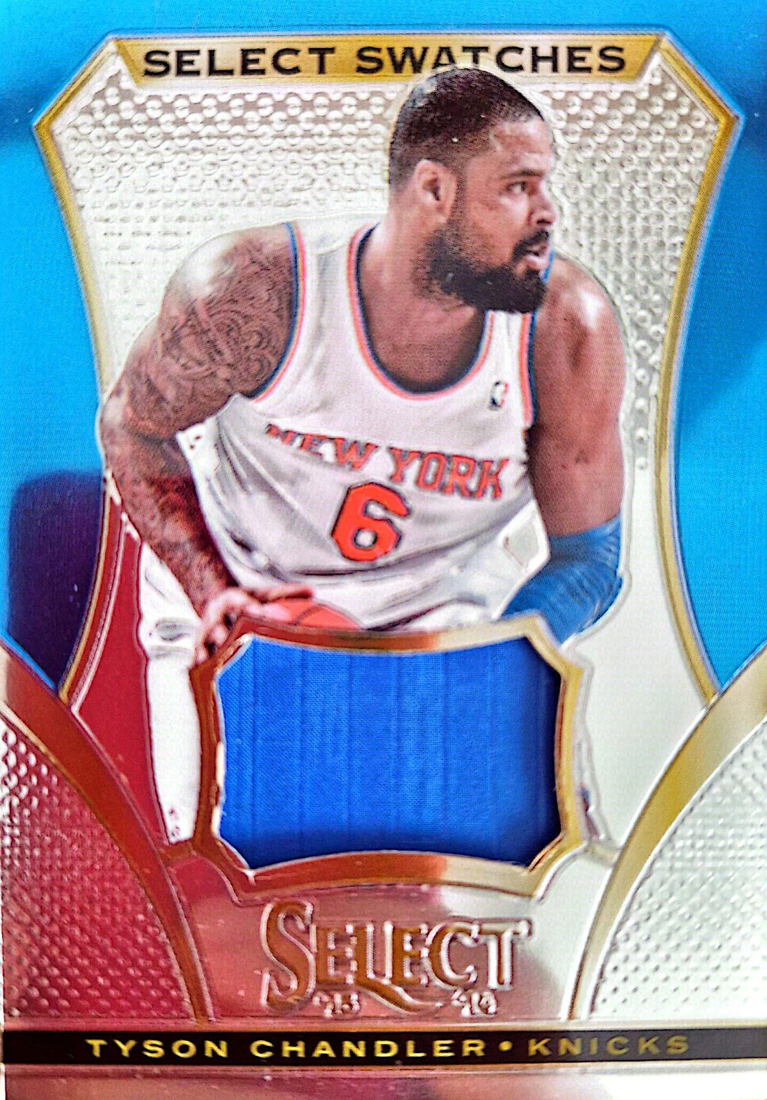 Tyson Chandler Panini Select Swatches 2013-14 Parche Game-Used Azul
