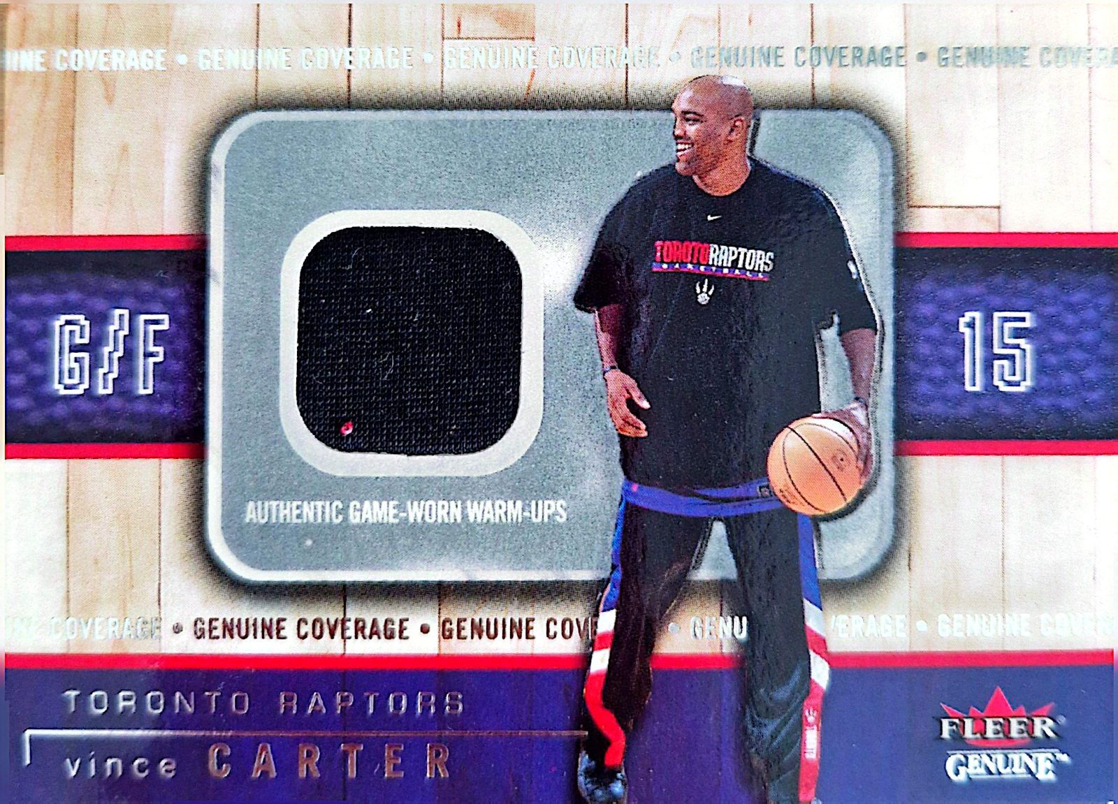 Vince Carter Fleer Genuine Coverage 2002-03 Parche Game-Used