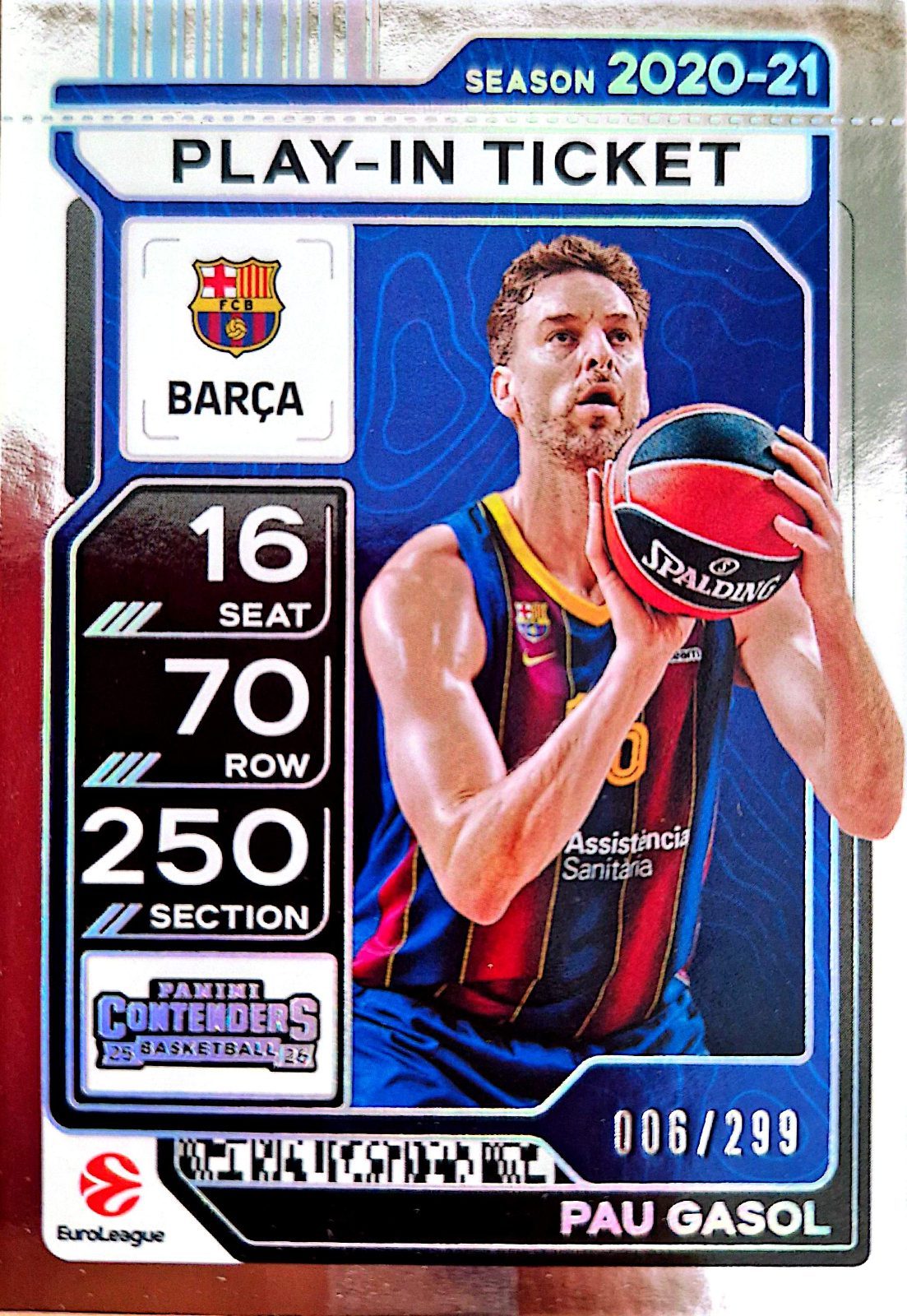 Pau Gasol Panini Contenders Euroleague Play-In Ticket 2025-26 /299