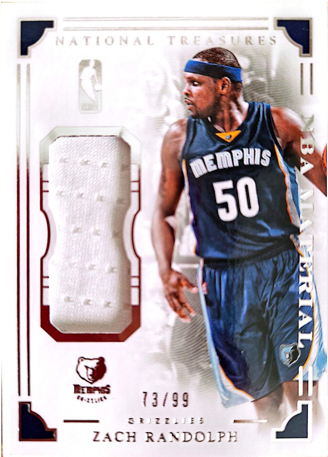 Zach Randolph Panini National Treasures 2015-16 Parche Game-Used /99