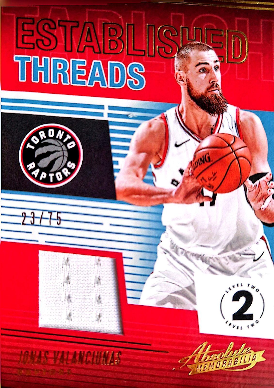 Jonas Valanciunas Panini Absolute Memorabilia Established Threads 2018-19 Parche Game-Used /75
