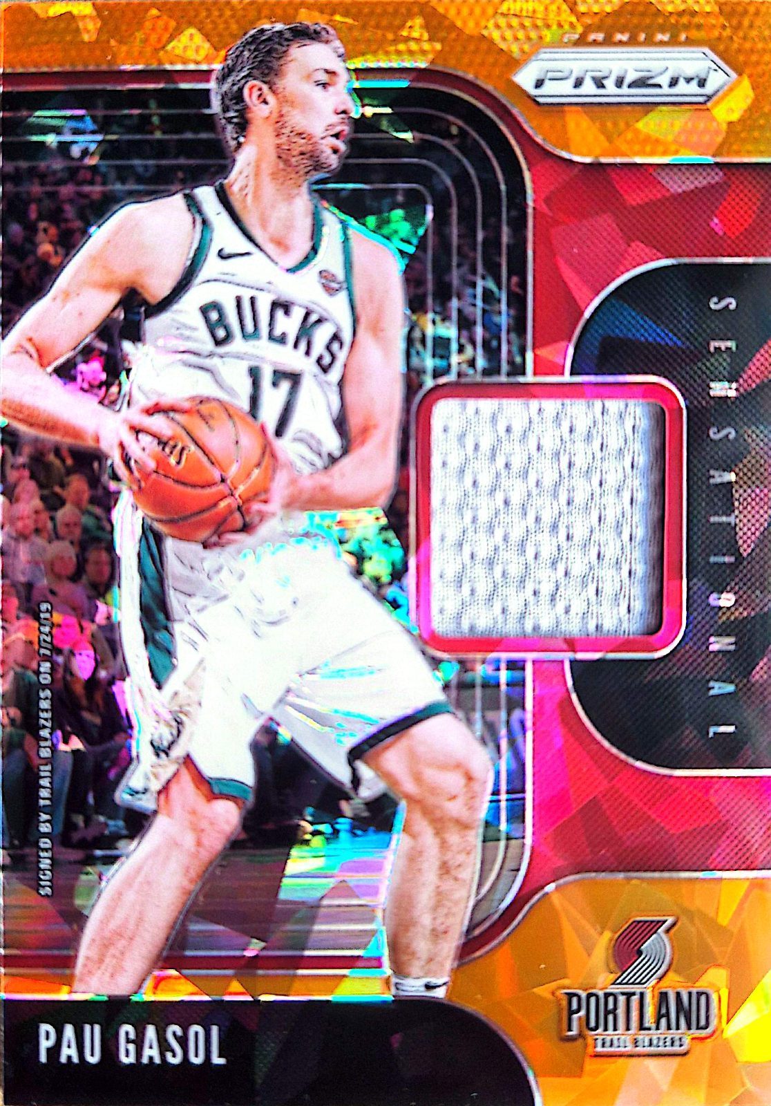 Pau Gasol Panini Prizm Sensational Swatches 2019-20 Parche Game-Used