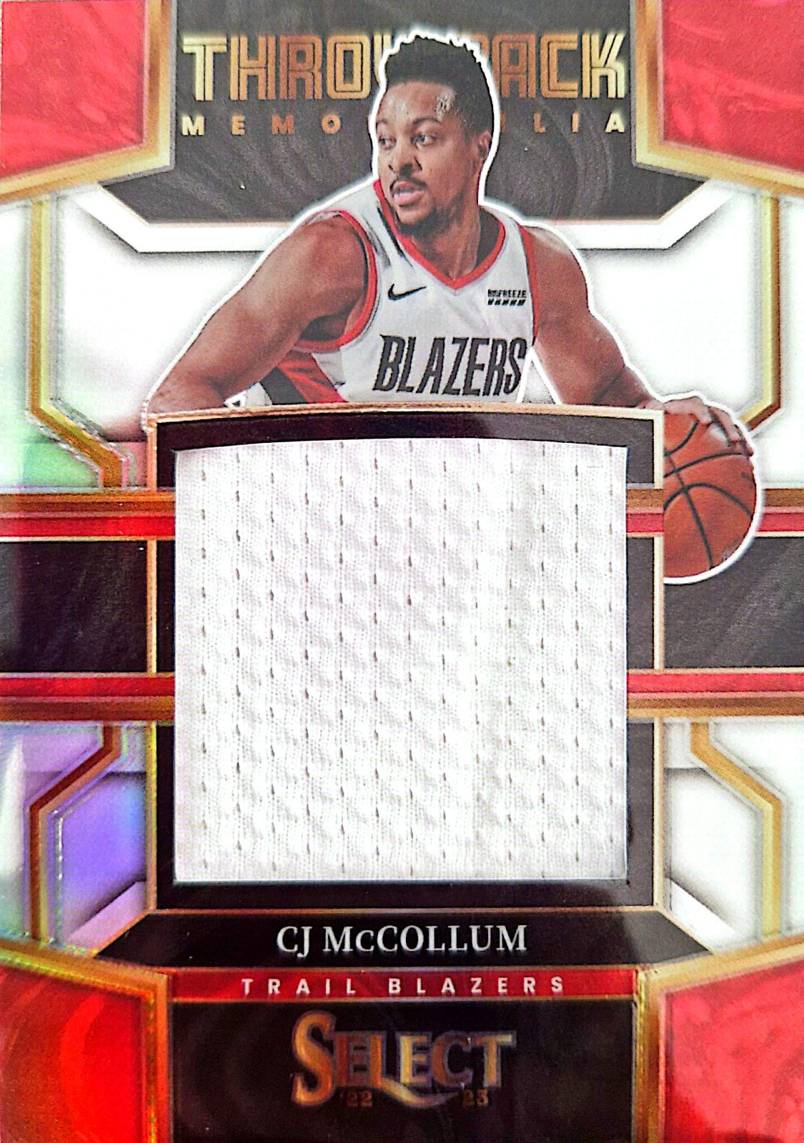 CJ McCollum Panini Select Throwback 2022-23 Parche Game-Used